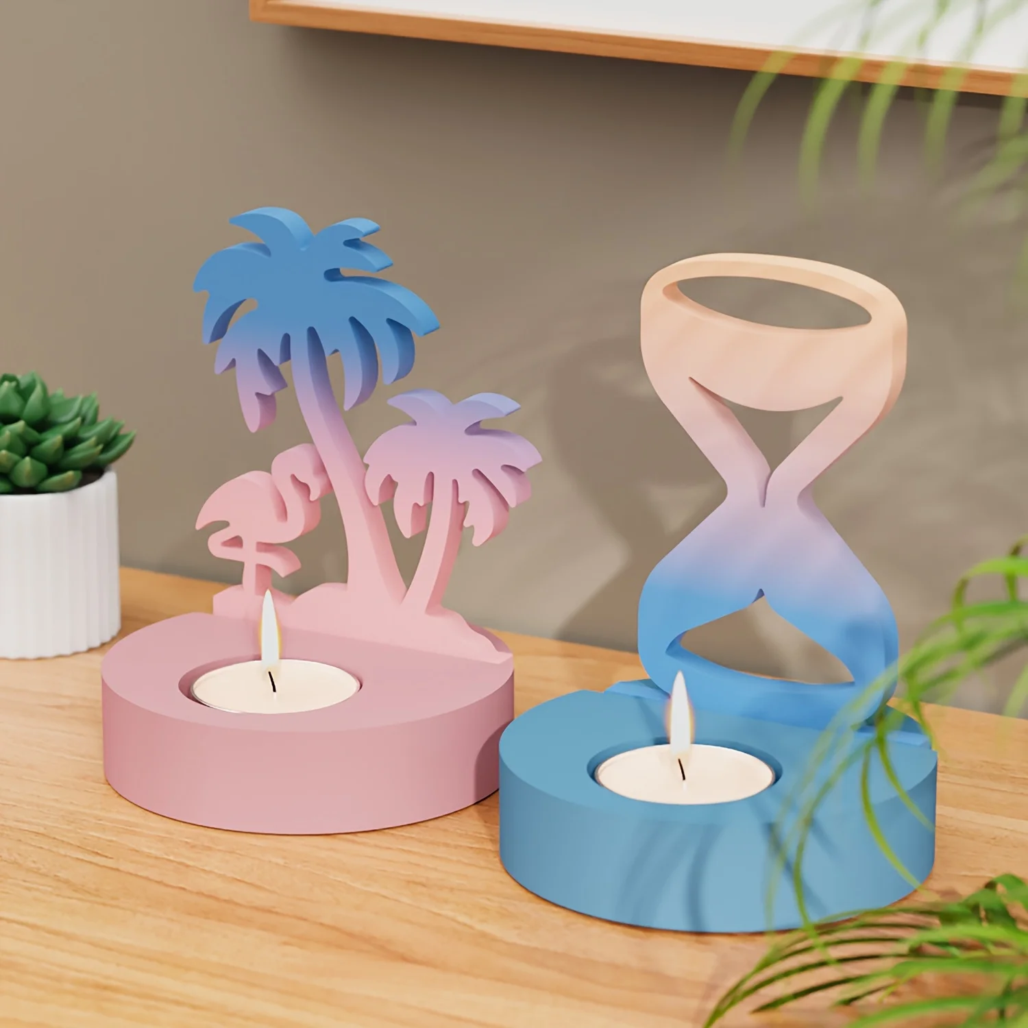 A 4pcs Set of Resin Silicone Molds, Featuring Coconut Tree, Bird and Hourglass Shapes, Can Be Used for Resin Production. It Is Suitable for Home Decoration Items, Exhibition Table Displays, DIY Handicrafts, and Is the Best Gift