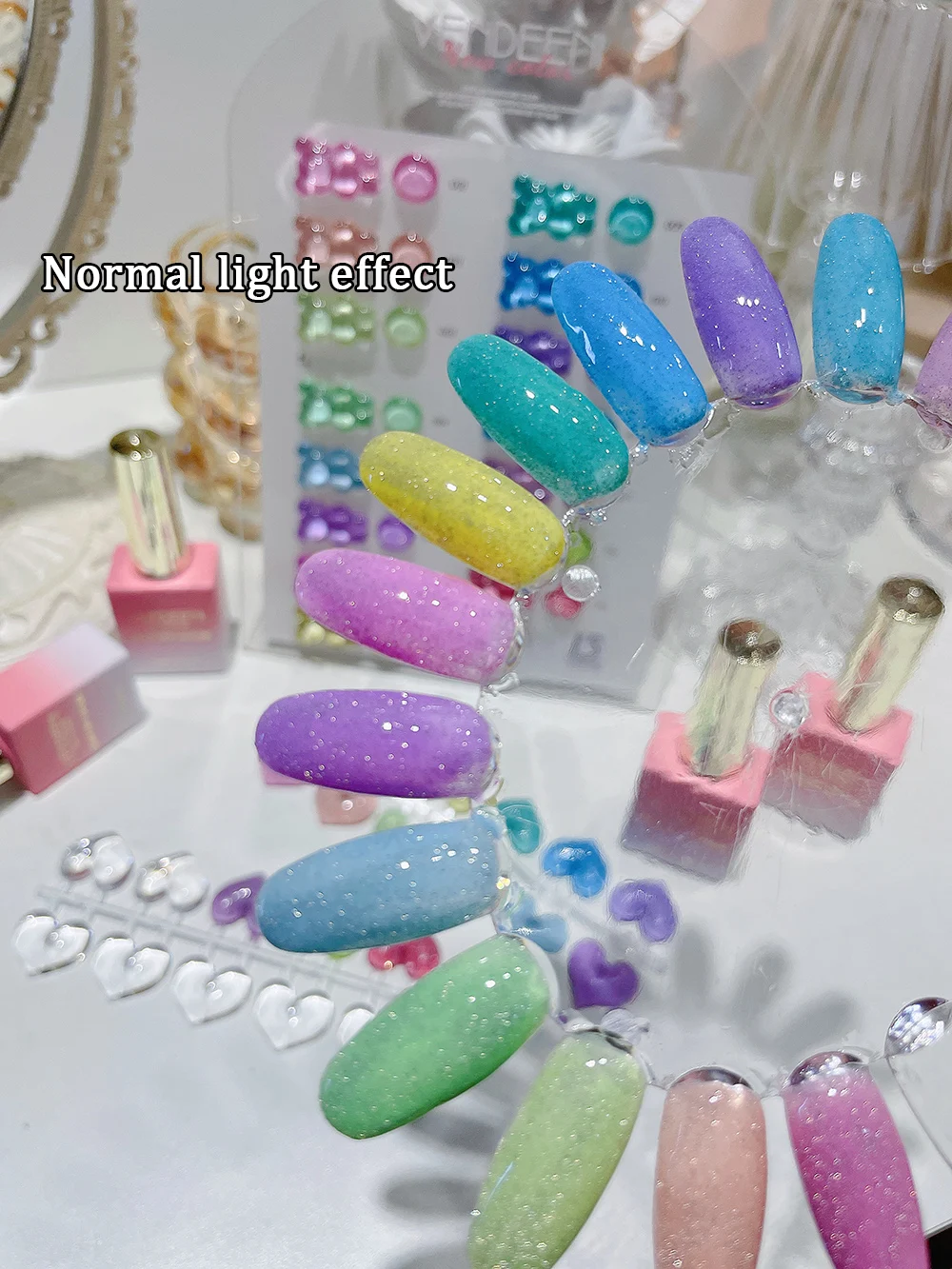 Vendeeni 15 Farben/Set Glitzer-Broken-Diamond-Gel-Nagellack Semi-Permanent Macaron Flash UV Soak-Off Gel-Lack mit Display – Detail 6