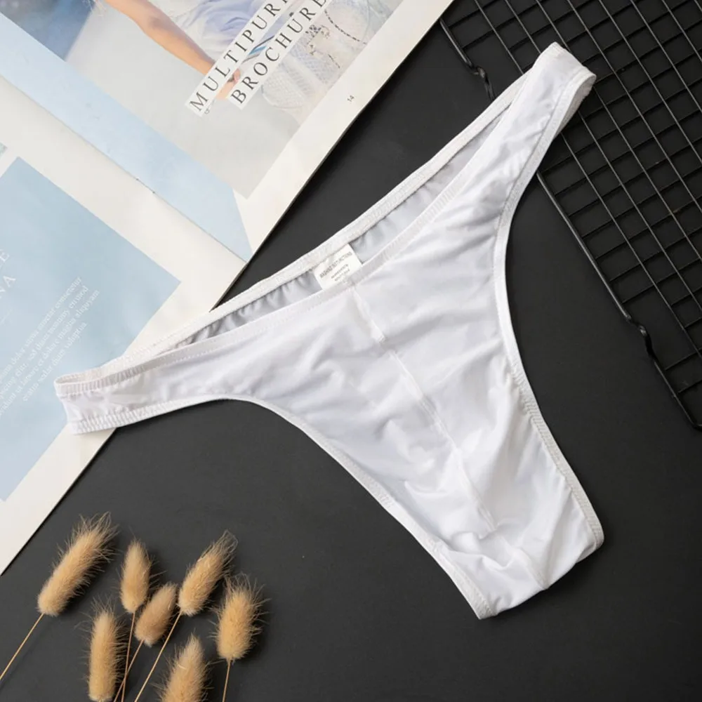 

Low-Rise Men Briefs Panties Polyester T-Back Thong Comfortable G-String U-Convex Underpant Underwear Breathable