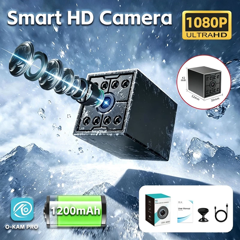 Nova Câmera WiFi MINI Sem Fio para Monitoramento Doméstico 1080P HD 130 ° Câmera de Segurança Residencial/Escritório com Visão Noturna Infravermelha Rotativa, Detecção de Movimento e Armazenamento Duplo