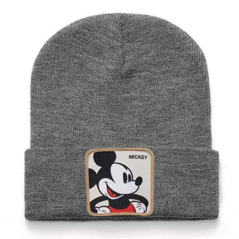 Disney Mickey Mouse Knitted Hat Women Solid Color Unisex Minnie Caps Girl Cartoon Fashion Warm Bonnet Caps Kids Casual Xmas Gift