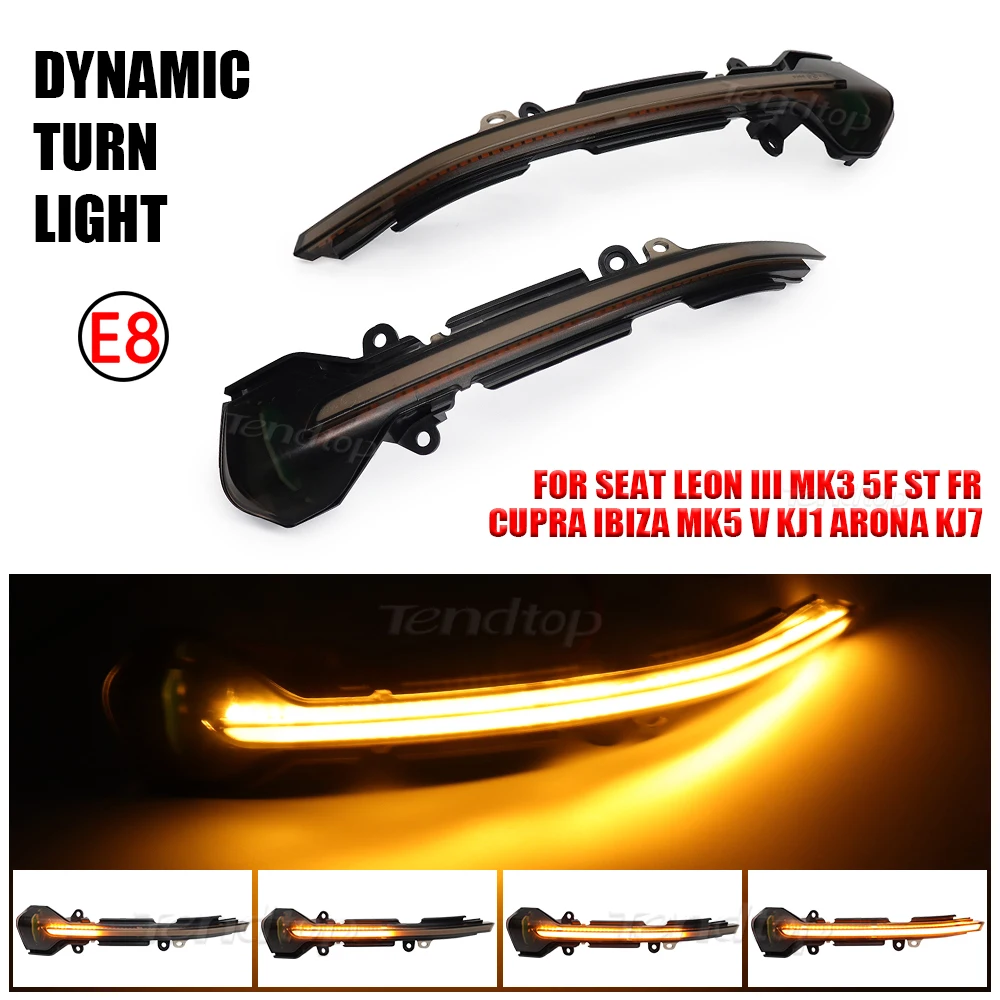 2pcs For Seat Leon III MK3 5F ST FR Cupra Ibiza MK5 V KJ1 Arona KJ7  Amber Sequential Flash LED Side Mirror Turn Signal Light