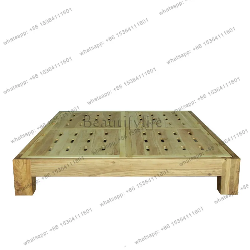 Wabi Sand Wind Chinese Solid Wood Tatami Base BD025-4 Elm Hardboard Platform Bed