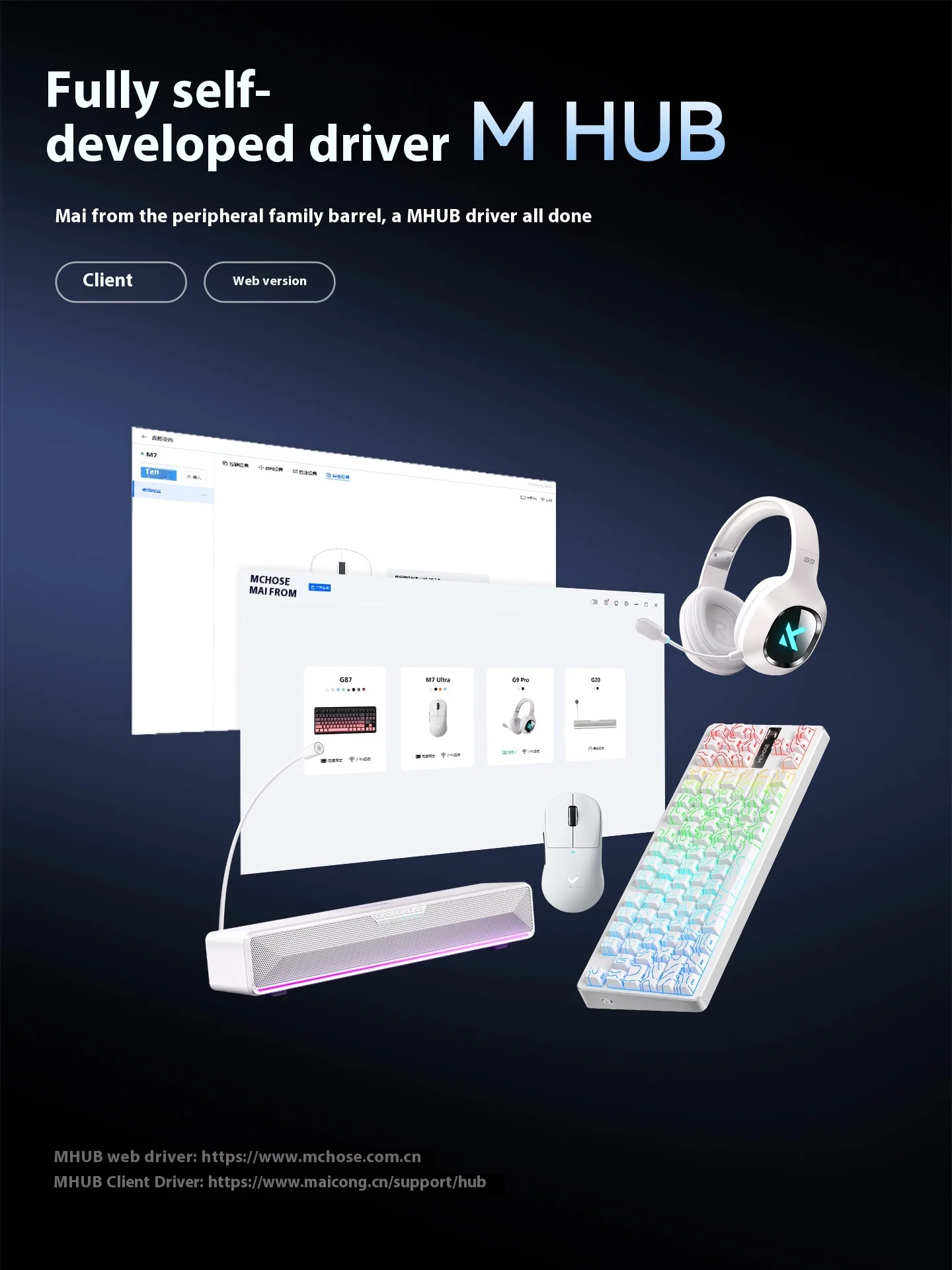 MCHOSE M7 Ultra Wireless Gaming Mouse PAW3950 8kHz Polling Rate Lightweight Ergonomic Design 500mAh Optical Switch 750IPS