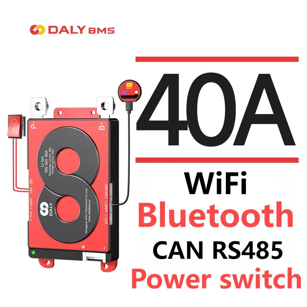 DalyBMS Smart Bluetooth Application BMS 40A For Lifpo4 4S 12V 8S 24V 16S 48V Li-ion 3S 12V 7S 24V Lithium 18650 Battery