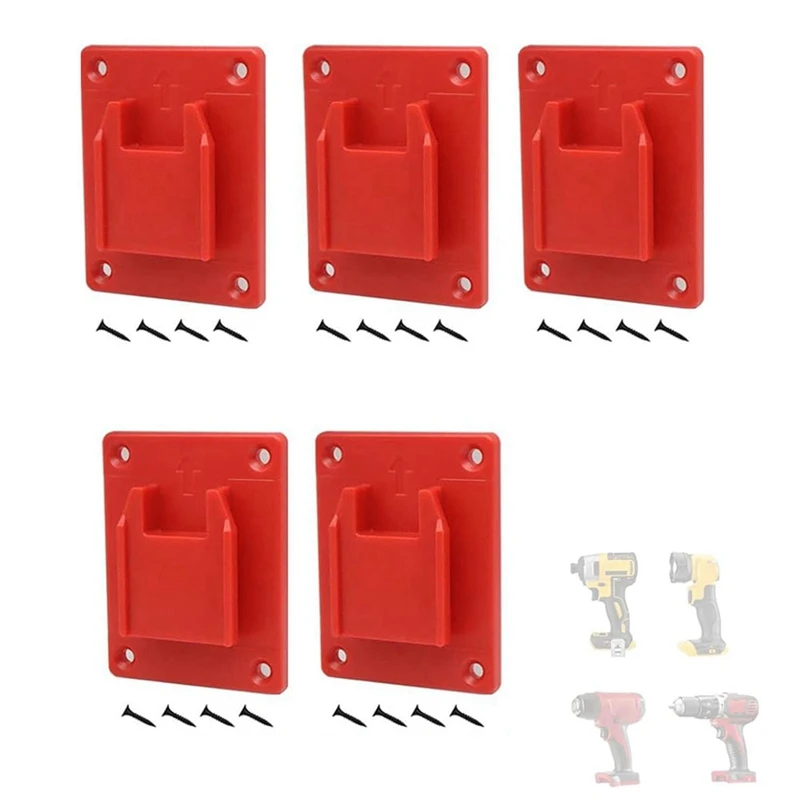 For Milwaukee M18 18V Battery Tool Holders Battery Holders Wall Mount Red Drill Tool M8 Holder With Screws