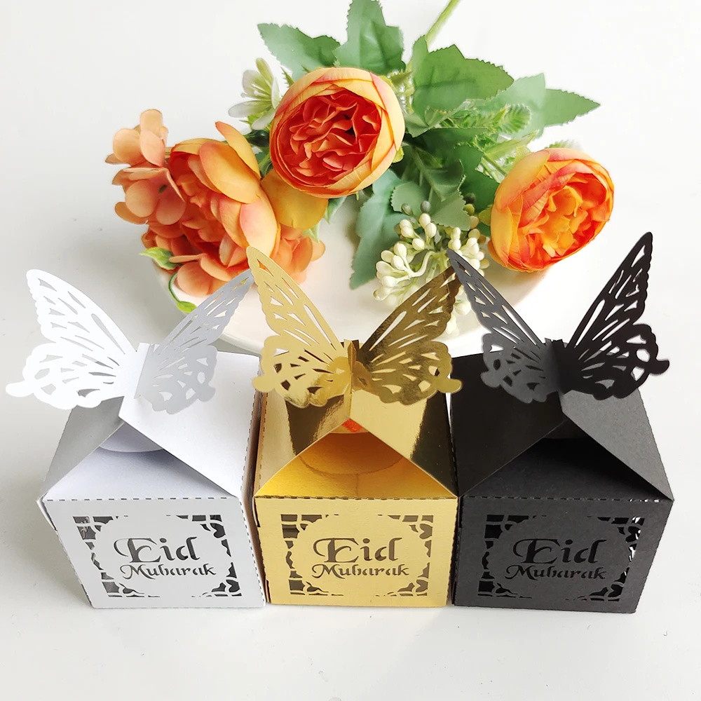 10 Stuks Eid Mubarak Dozen Snoep Uitgeholde Geschenkdoos Goud Wit Zwart Ramadan Islamitische Moslim Voor Eid Al-Fitr Party Decor Supplies