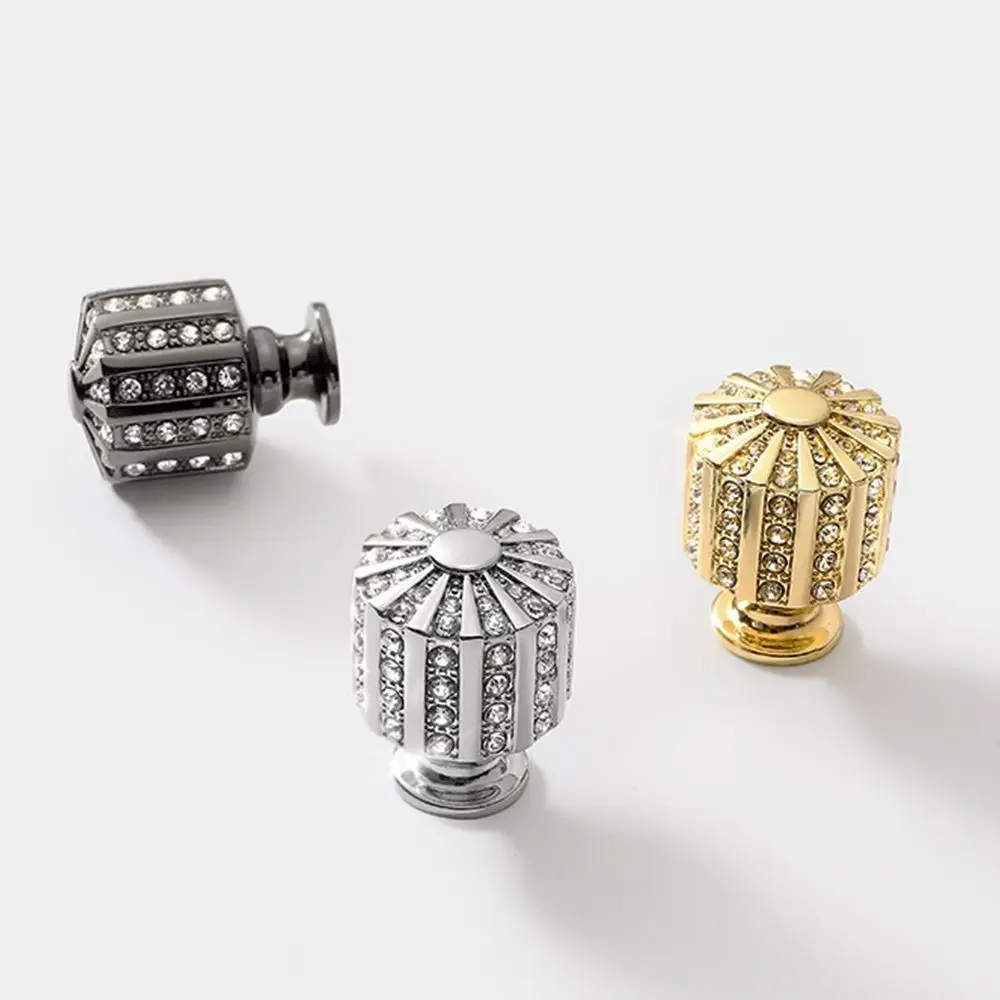 Zinc Alloy Cabinet Knobs Solid Construction Diamond Shape Drawer Knobs Single Hole Pull Button Style Crystal Knobs Wardrobe Door