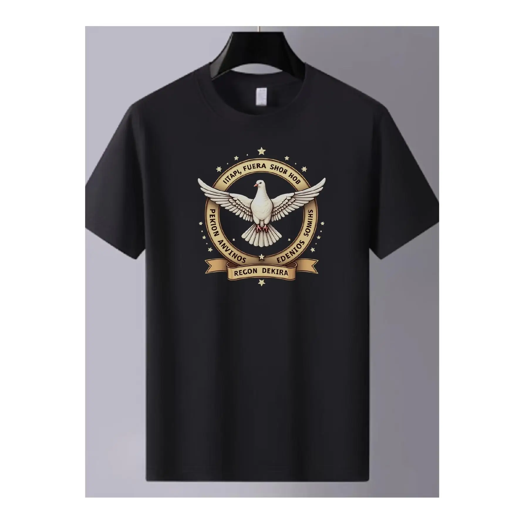 

Men's Graphic T-Shirt, Vintage Peace Dove Print, Loose Fit Short Sleeve Casual Top, Retro Streetwear