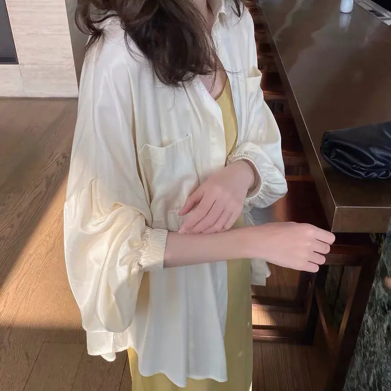 Thin and Comfortable Sunscreen in Spring and Summer New Loose Lazy Style Girlish Shirt for Women