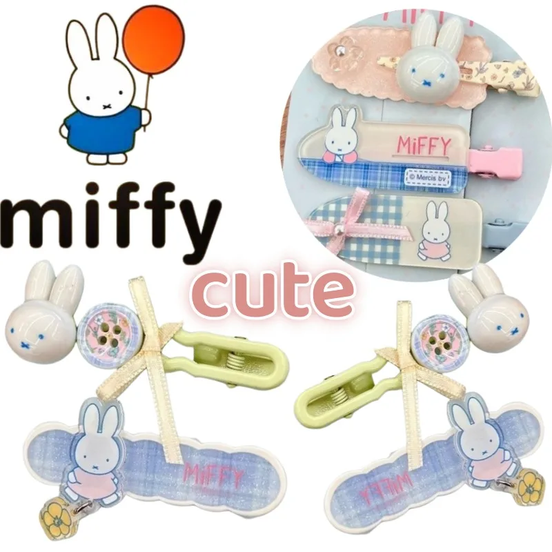 

Новая креативная заколка для волос Miffy: милый кролик, высококачественный мягкий принт в горошек, заколка-защелка в свежем стиле, аксессуар для волос для студентов