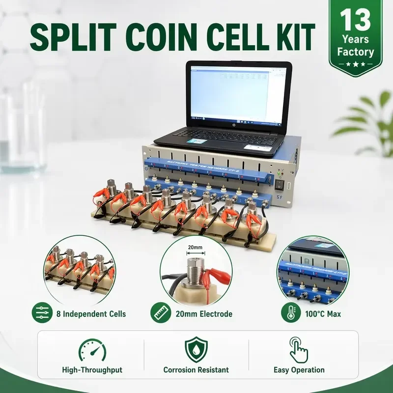 i 8 Channel Lab Split Coin Cell Kit for Capacity Testing of Lithium Battery Materials