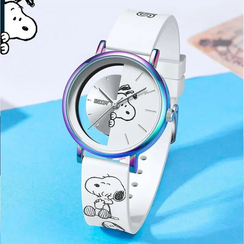 Snoopy Peanuts For Women Watch Hollow Skeleton Cartoon Dial Girl Quartz Wristwatch Silicone Graffiti Strap New Relogio Feminino