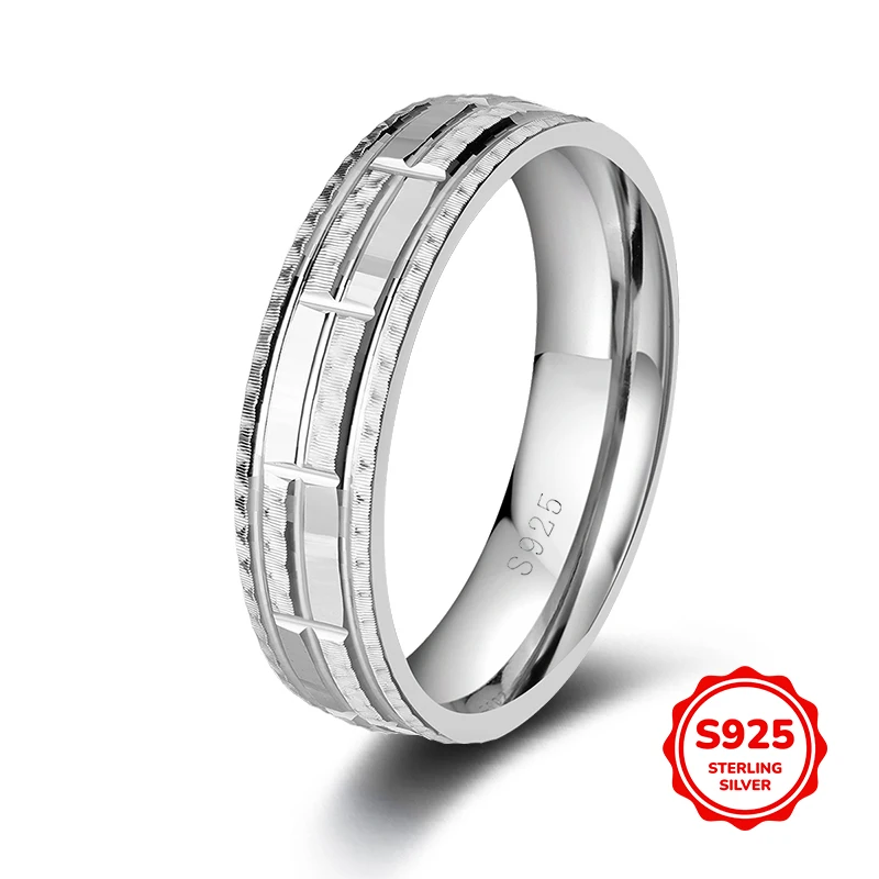 

Niche Design Light Luxury S925 Silver Small Lattice Geometric Women's Ring Commuting Versatile