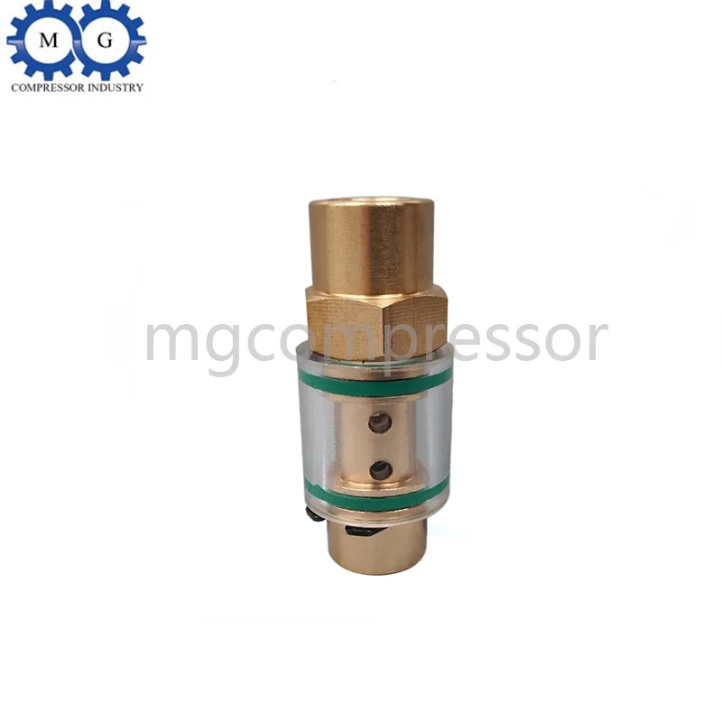 Oil NON RETURN VALVE (GLASS TYPE ) 3/8” 1/4” One Way Check Valve Hexagonal for Screw Air Compressor