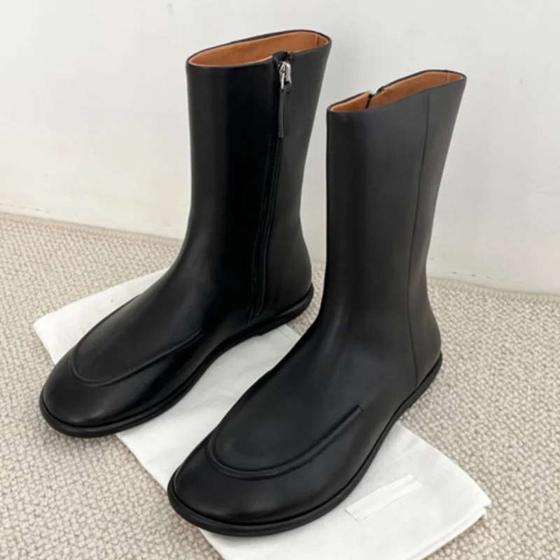 Botines 2025 invierno nuevo punta redonda cómodos pantalón corto Casual botas moda mujer botas de caballero
