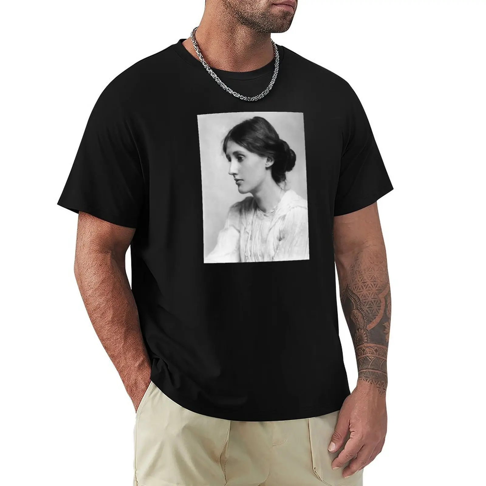 

Virginia Woolf - black and white T-Shirt for a boy Aesthetic clothing anime shirt funny t shirts for men