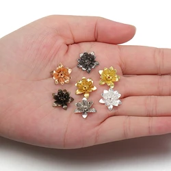 10pcs 6*15mm Copper Filigree Flowers Base Connector Bead Cap Petal End Spacer Charms Pendants Setting DIY Handmade wholesale