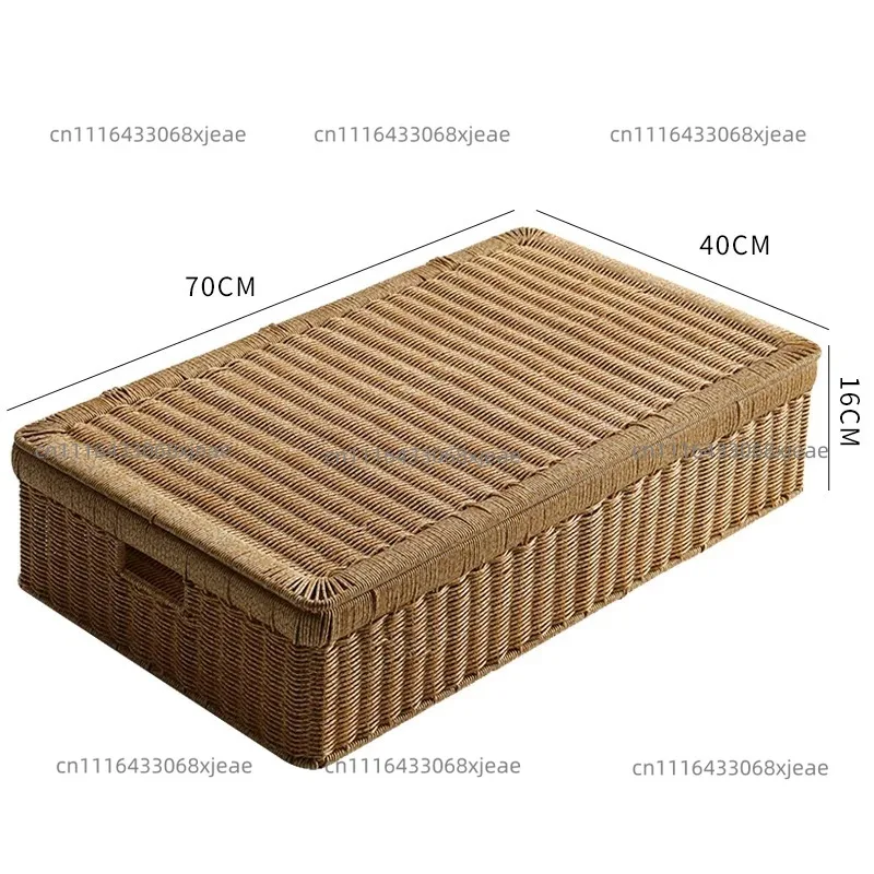 Boîte de rangement sous le lit, organisateur imitation rotin pour vêtements, couvertures, panier tissé pour tiroir, gain de place