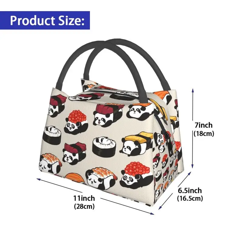 Kawaii Sushi Panda Portable Lunch Boxes Women Anime Cartoon Japanese Food Cooler Thermal Food Insulated Lunch Bag Office Work