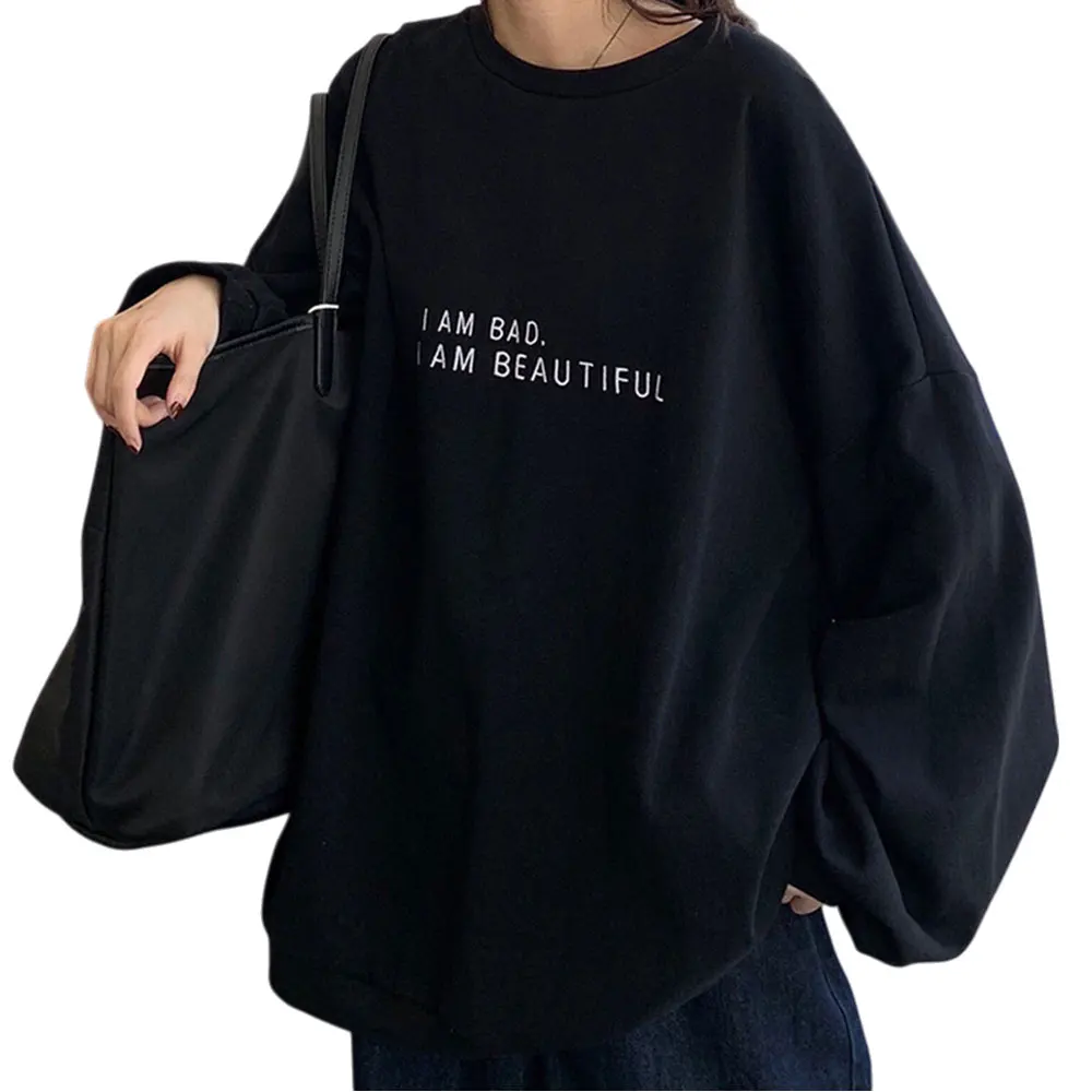 Lässiges Polyester-Sweatshirt mit lockerer Passform, langen Ärmeln und Buchstabenaufdruck, geeignet für den täglichen Urlaub