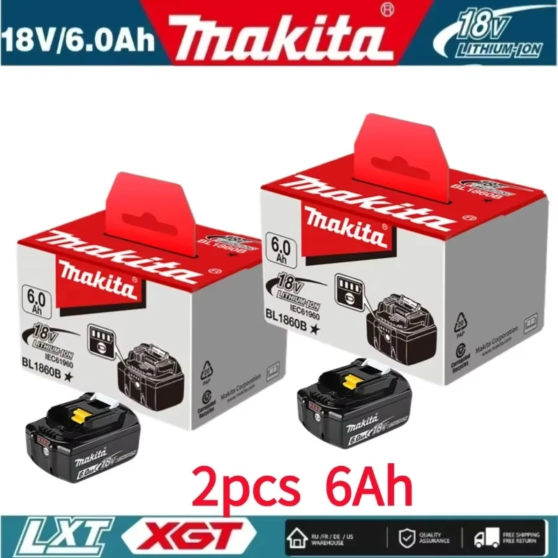 Original Makita 18V battery 6.0Ah 18650 rechargeable battery for replace Makita BL1860B LXT400 Used for DTW700+18V-3A charger