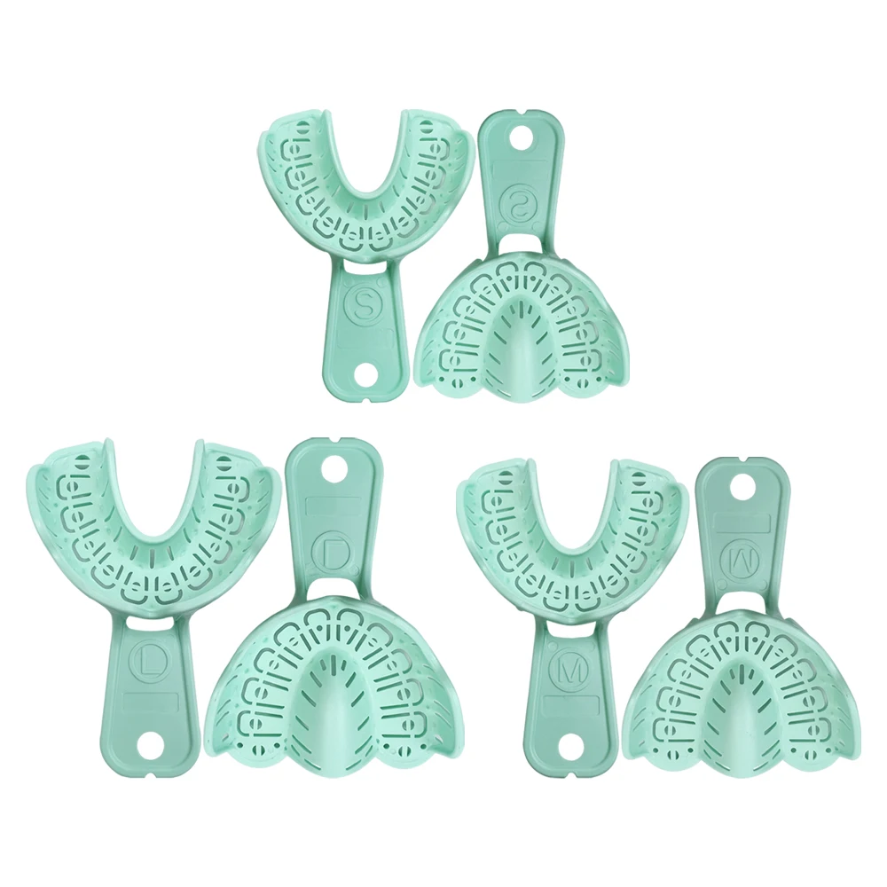 6Pcs/set Dental Implant Tray Impression Trays Dental Lab Tools Oral instruments New Plastic Teeth Holders Plaster Mold Trays