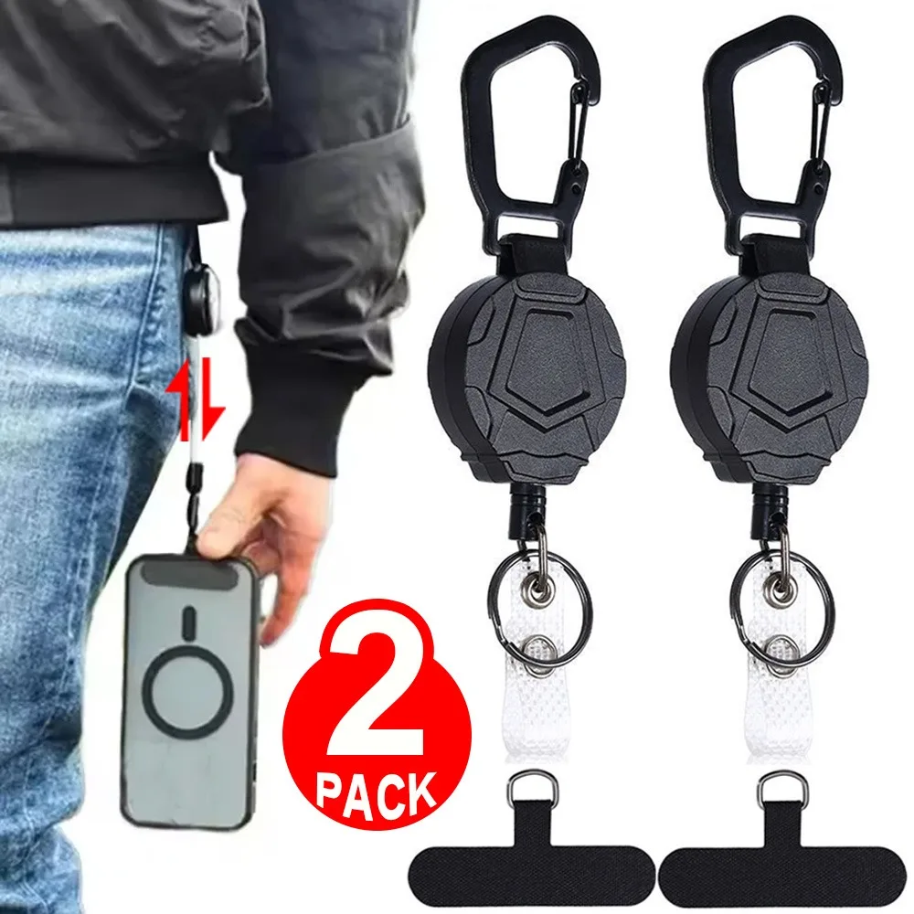 1/2Pack Cordino retrattile Supporto per telefono antifurto Cordino per cellulare da viaggio Cinghia per smartphone Cavo di sicurezza con clip da cintura
