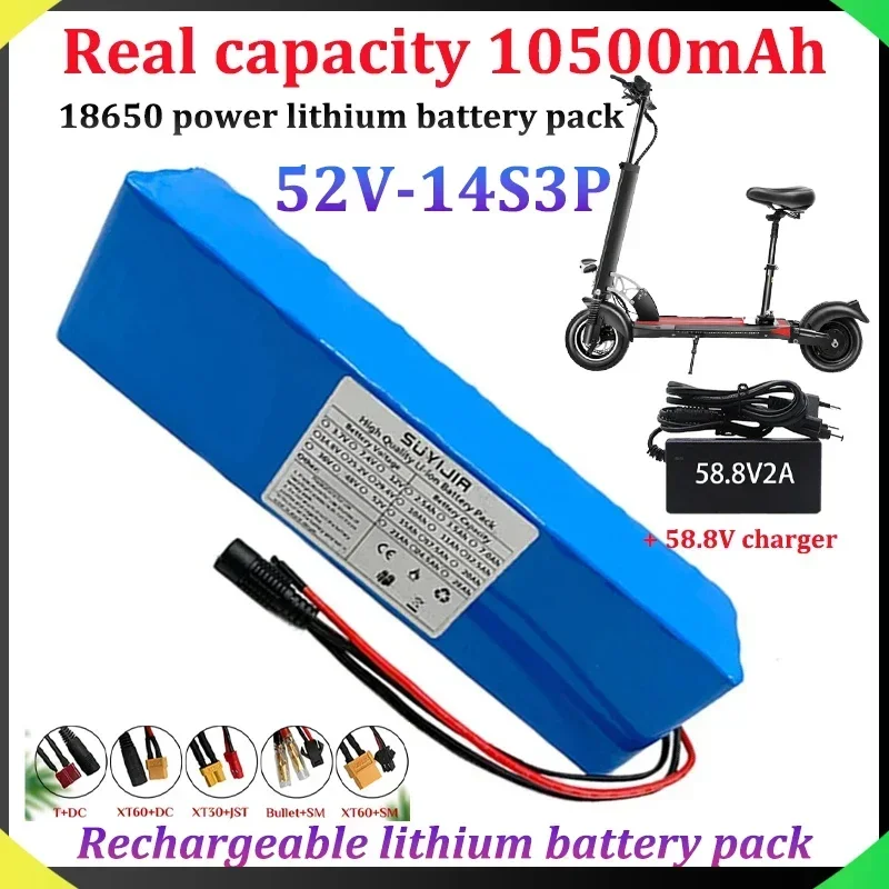 

52V 14S3P Power Battery 18650 Rechargeable Lithium Battery Pack Actual Capacity 10500mAh 800W for Electric Bicycles and Scooters