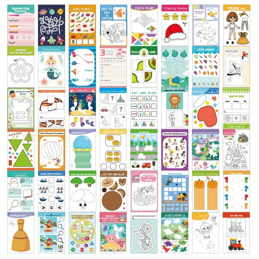 Schaarvaardigheden Voorschoolse activiteit Boek Lijnen snijden Vormen Fruit Dieren Leuk snij- en kleurboek Speelgoed voor kinderen Cadeau