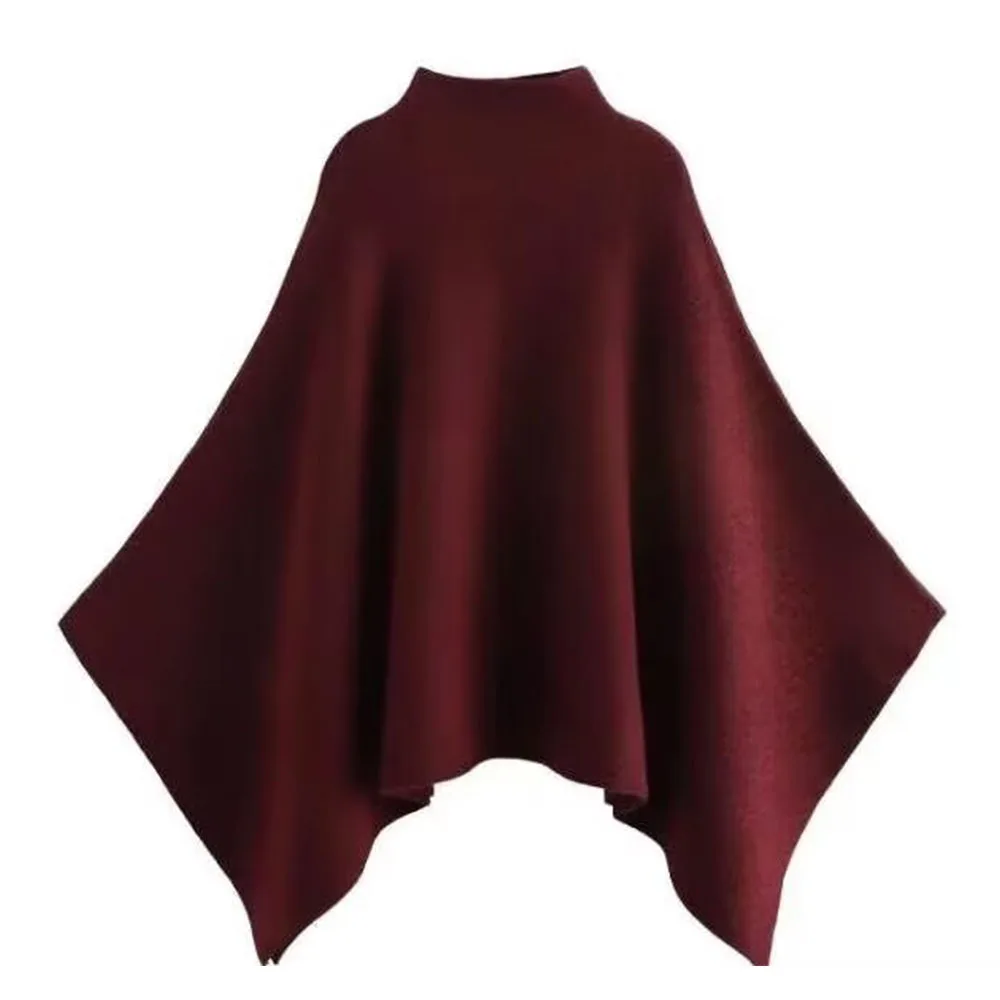 

2025 WOMAN fashion European and American style autumn multi-color new stand collar knitted cape coat Mujer