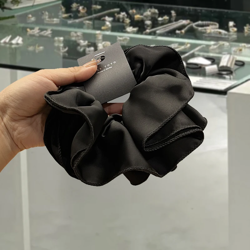 

Black satin large intestine headband, women's new high-end hair tie rope