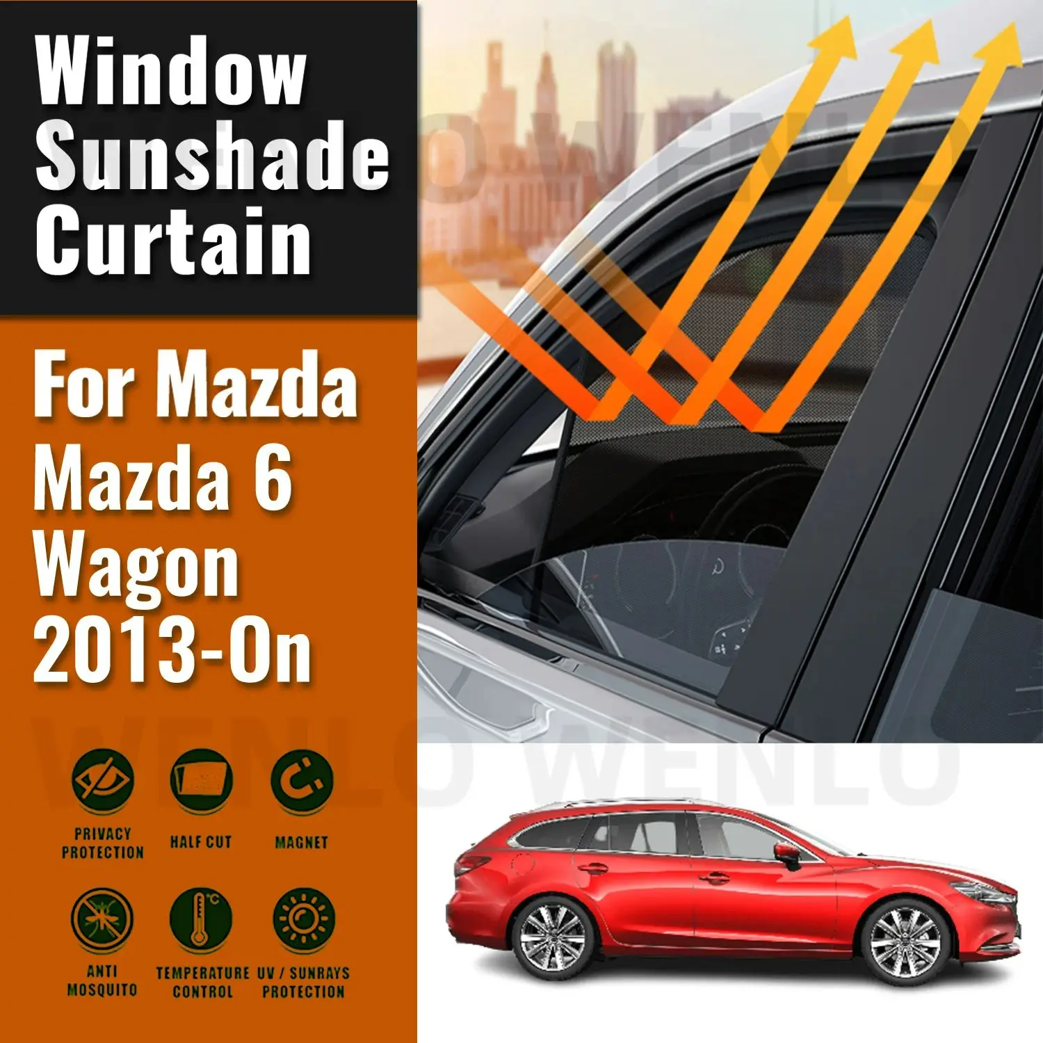 

For Mazda 6 Wagon 2013-2023 2024 Car Sunshade Shield Magnetic Front Windshield Frame Curtain Rear Side Window Sun Shades Visor