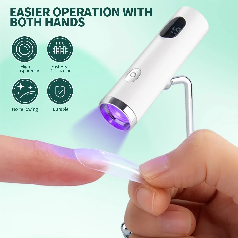 Nailpop UV Light with Stanp Handheld Mini Nail Cure Lamp with Silicone Stamper Nail Dryer Fast Curing for Gel Polish Glue Gel