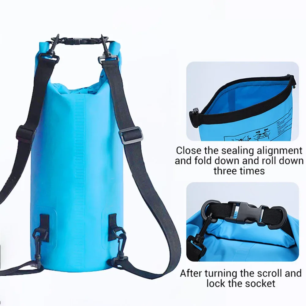 PVC Waterproof Dry Bag 10L 20L 30L Outdoor Diving Foldable Storage Man Women Beach Swimming Bag Rafting River Outdoor Backpack