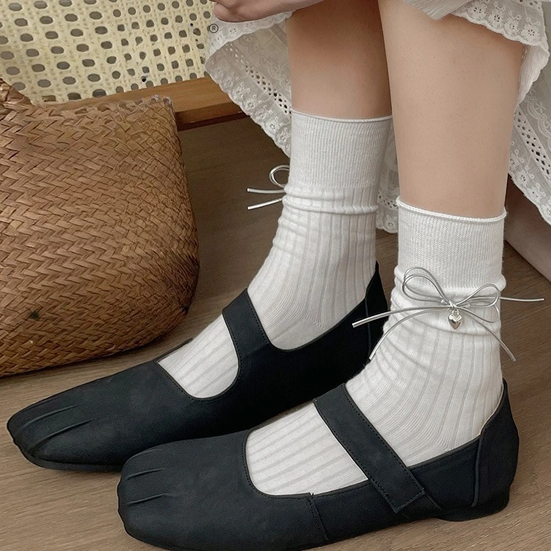 1/4 ペアの蝶結び滑り止め吸汗カジュアルソックス女性用かわいいシンプルで快適な甘い美しい女性用靴下