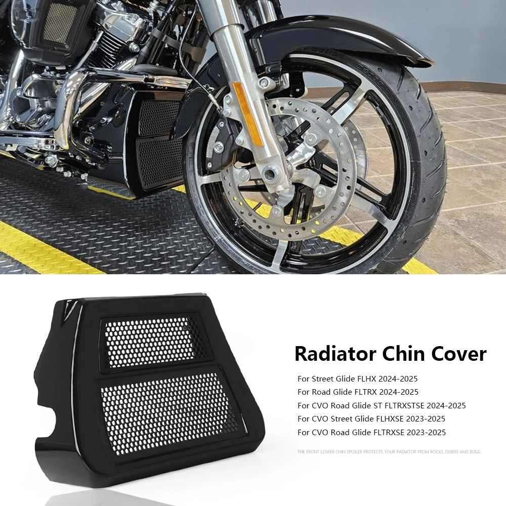 

NEW For Harley CVO Road Glide 2023 2024 Motorcycle Radiator Chin Cover Lower Fairing Spoilers Black CVO Street Glide FLTRX FLHX