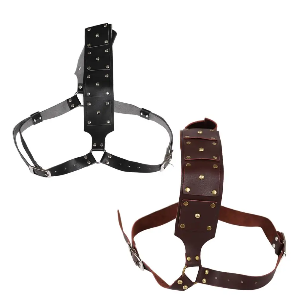 Medieval PU Leather Sword Belt Hanger Shoulder Strap Scabbard Holder for Adult Men Halloween Costume Back Sheath