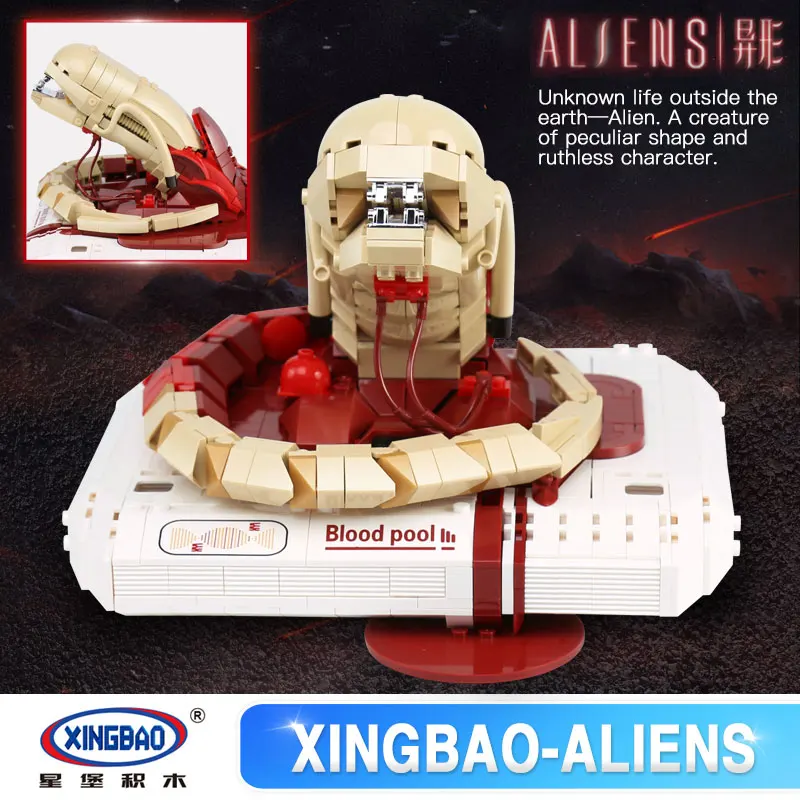 Xingbao 04002 830Pcs Genuine Movie Series The New Alien Blood Pool Robot Set Building Blocks MOC Bricks Boys Toys Christmas Gift