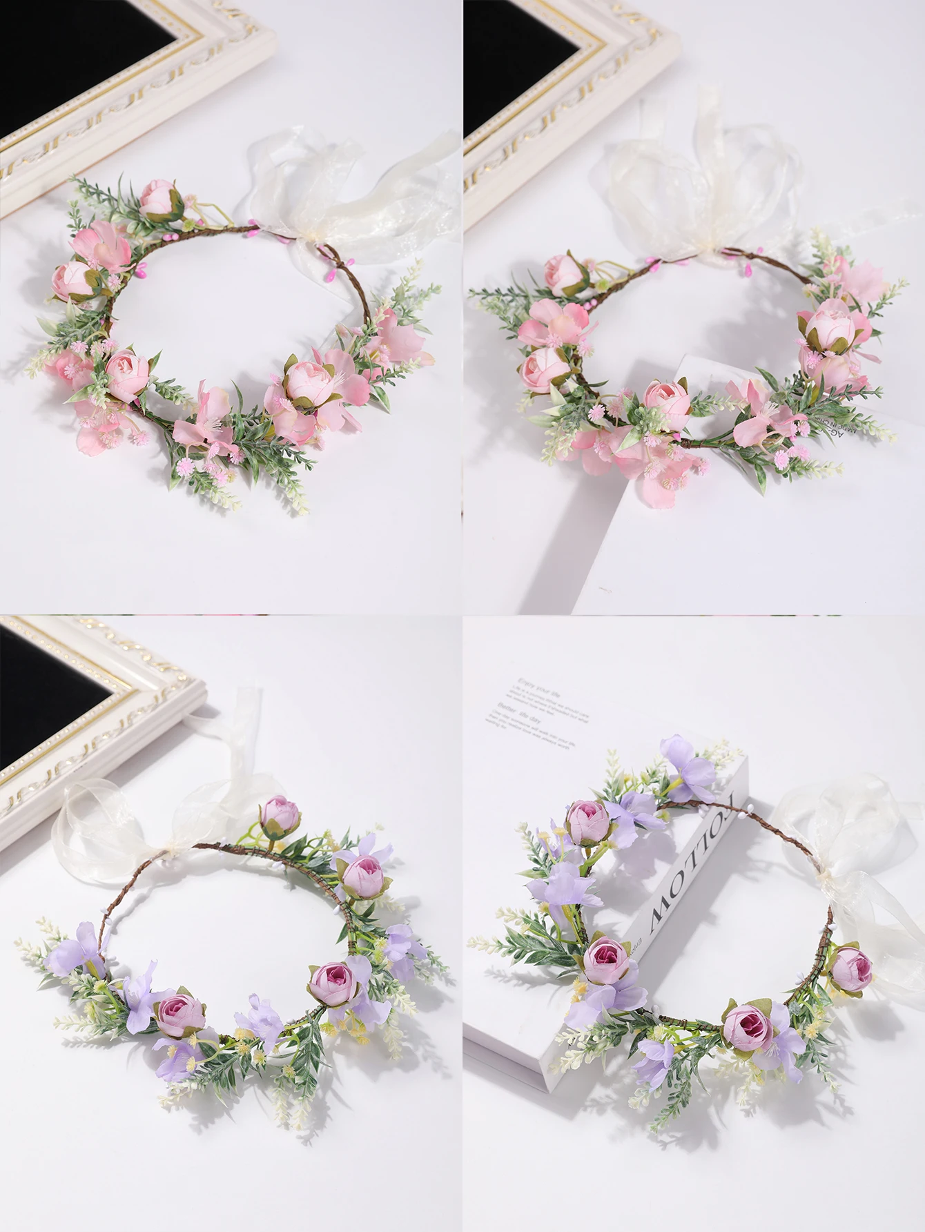 Mori department simple fresh garland Xianqi headwear flowers handmade aesthetic Bohemian road travel vacation simulation garland