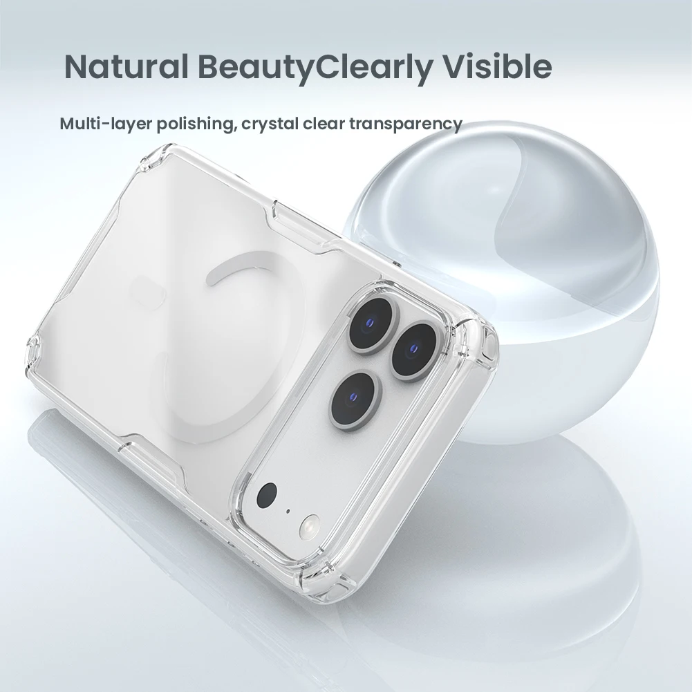 Nillkin For iPhone 17 Pro Max 17 Air 16 Pro Max 17Pro 16Pro Nature Pro Magnetic Transparent TPU Frame Cover Phone Case