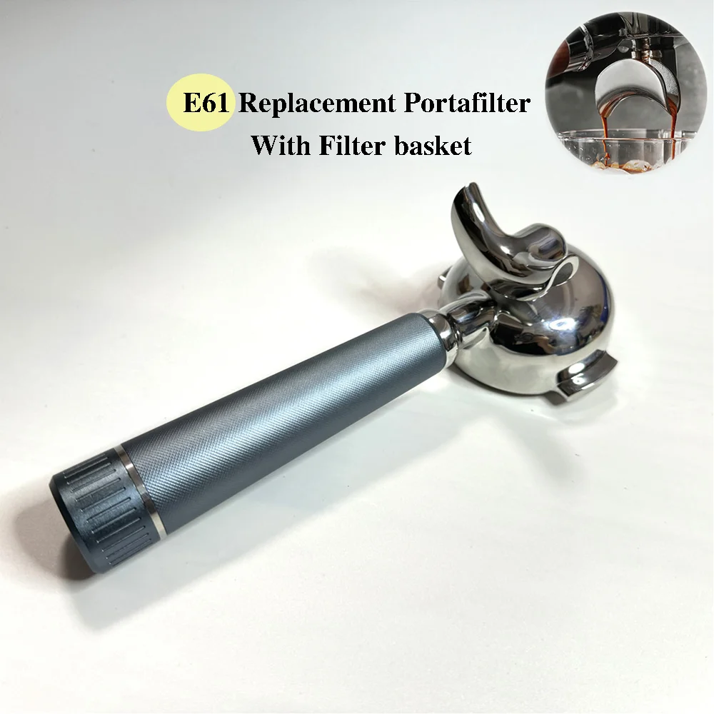 E61 Replacement Portafilter With Filter basket,58mm Stainless Steel Bottomed Double Spout Handle For Expobar/Gemilai/FAEMA/LELIT