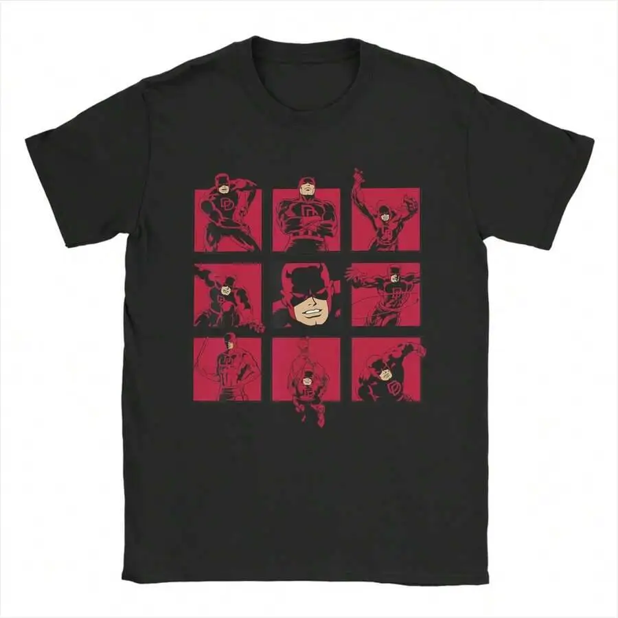 Camisetas Disney para hombre Comics Daredevils In Red Shadows, camisetas de algodón novedosas, camisetas de manga corta, ropa con cuello redondo, camiseta gráfica de manga corta 100% algodón, moderna, estilo Y2K, suave, de secado rápido, que absorbe la humedad, gran regalo para Navidad o Halloween.