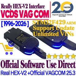 Newest 2026 VAGCOM V25.3 OBD Scanners HEX V2 Interface FOR VW AUDI Skoda Seat VAG Multilingual  Auto com VCDS Diagnostic Tools