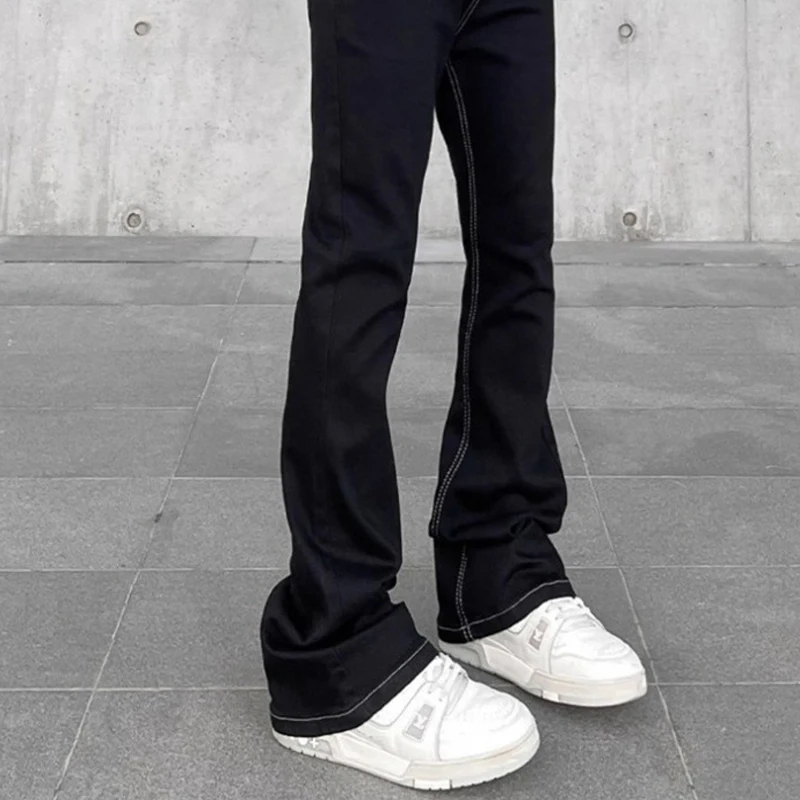 

2024 Fashion Mens Jeans Skinny Black Flared Trousers Boyfriend Streetwear Pants Straight Slim Pants Spring Summer Man Clothing