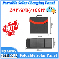 20V 60W/100W Foldable Solar Panel Portable Flexible Small Waterproof Folding Solar Panels Cells for Mobile Phone Battery Charger