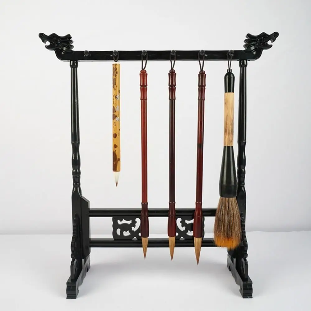 Desktop Organizer Calligraphy Brush Hanging Rack Multifunctional Wood Color Calligraphy Brush Organizer Desktop Storage
