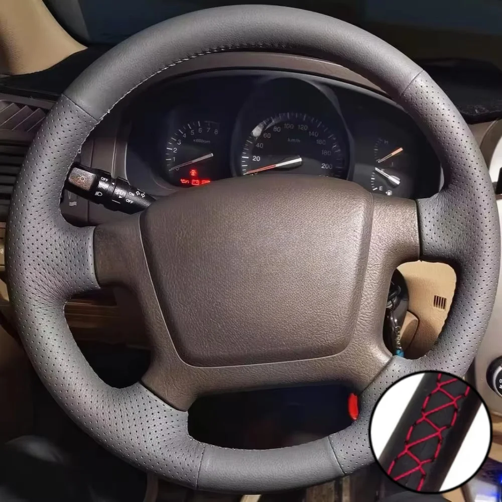 

Braid Car Steering Wheel Cover Wrap Hand Sewing Non-Slip And Soft Microfiber Leather For Kia Carens 2007 2008 2009 2010 2011