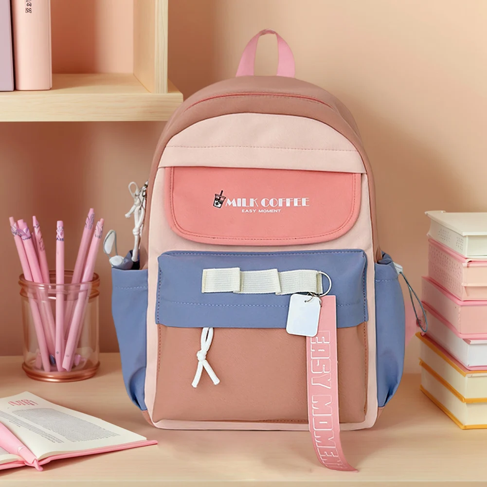 ファッションナイロンバックパック学生用和風バックパックパッチワークスクールバッグ大容量の多機能スクールバッグ