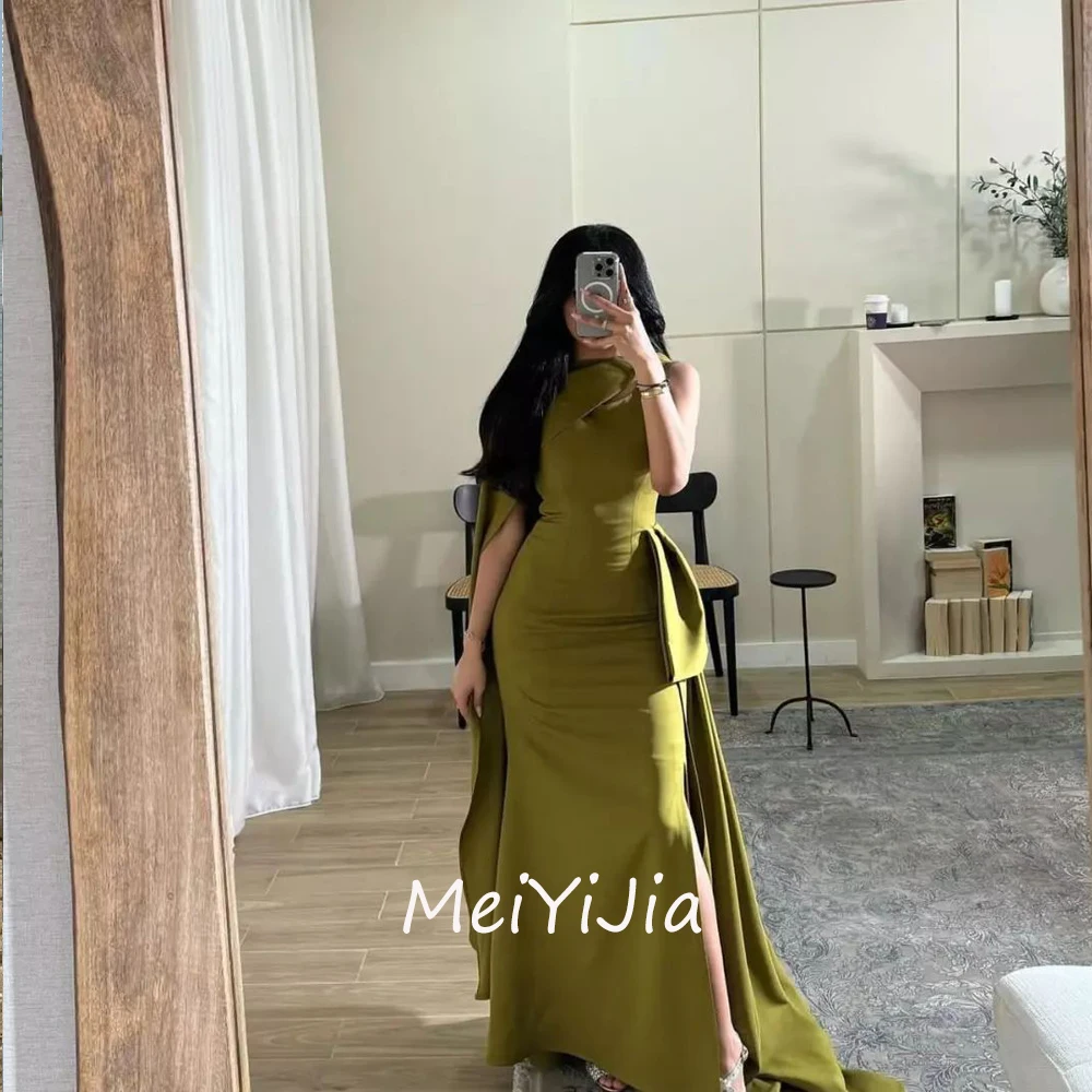 

Meiyijia Evening Dress O-Neck Ruffle Satin Mermaid Sleeveless Simple Saudi Arabia Sexy Evening Birthday Club Outfits Summer 2024